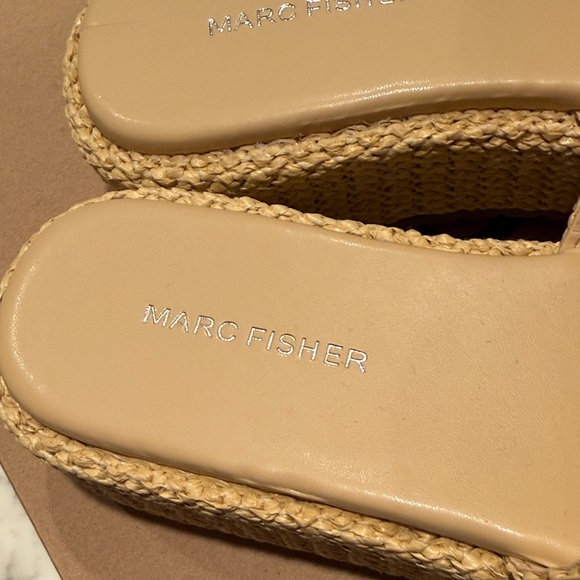 Marc Fisher Tan Woven Platform Slides - Picture 2 of 4